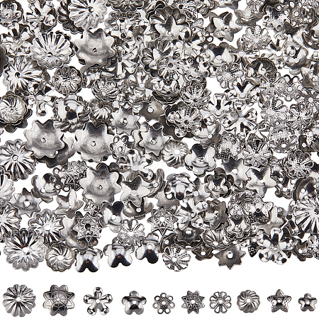 300Pcs 10 Style 304 Stainless Steel Bead Caps STAS-SC0007-93-1