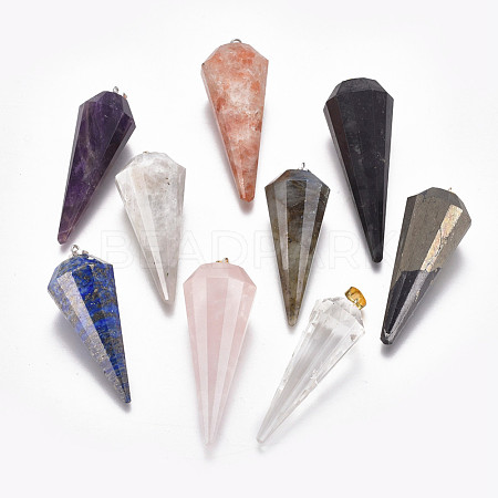 Natural Mixed Stone Pointed Pendants G-K295-F-1