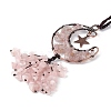 Natural Rose Quartz Moon with Chips Tassel Pendant Decorations G-L524-07R-B02-3