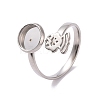 Non-Tarnish 304 Stainless Steel Open Cuff Ring Findings STAS-E124-04P-1