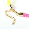 Trendy Nylon Brass Bib Statement Necklaces NJEW-JL030-01-5
