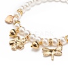 ABS Plastic Imitation Pearl Beaded Stretch Bracelet with Alloy Enamel Charms for Kids BJEW-JB08524-04-5