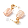 Rectangle Natural Pearl Stud Earrings for Women EJEW-E303-30G-2