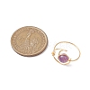 Round Natural Amethyst & Tiger Eye & Hemimorphite & Rainbow Moonstone Finger Rings RJEW-TA00144-4