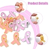 12Pcs 2 Styles Breast Cancer Awareness Pink Ribbon Enamel Pin JEWB-FS0001-08-2