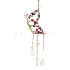 Butterfly Wire Wrapped Brass & Natural Amethyst Chip Pendant Decorations AJEW-Q143-11-3
