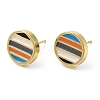 Rack Plating Brass Flat Round Stud Earrings with Enamel EJEW-D061-23G-1