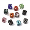 Cube Shape Polymer Clay Rhinestone Beads CLAY-NH0001-08-2