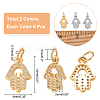  12Pcs 2 Colors Brass Micro Pave Clear Cubic Zirconia Charms ZIRC-NB0001-77-2