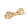 Brass Clear Cubic Zirconia European Dangle Charms KK-R003-01G-04-3
