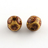 Round Printed Natural Maple Wood Beads WOOD-R243-16mm-B04-1