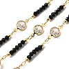 Rack Plating Real 18K Gold Plated Flat Round Brass Cubic Zirconia Link Chains CHC-G019-01A-1