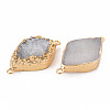 Natural Druzy Agate Connector Charms G-N326-117-3