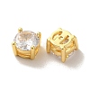 Brass with Single Clear Cubic Zirconia Beads X-KK-H461-09A-G-2