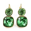Glass Square Leverback Earrings EJEW-P245-02G-2