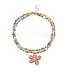 Transparent Printed Acrylic Flower Pendant Necklaces NJEW-JN04152-1