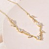 Brass Pave Cubic Zirconia Rose Flower Link Cable Chain Necklaces for Women NJEW-C121-05A-02G-2