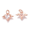 Brass Micro Pave Clear Cubic Zirconia Charms ZIRC-O035-26-3