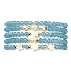 5Pcs 5 Style Natural Dyed White Jade & Pearl & Shell Star Beaded Stretch Bracelets Set BJEW-JB09495-05-3