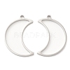 Non-Tarnish 304 Stainless Steel Open Back Bezel Moon Pendants STAS-Z040-07P-1