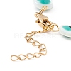 Natural Shell Flat Round with Evil Eye Link Chain Bracelet with Enamel BJEW-C015-20G-03-3