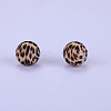 Printed Round with Leopard Print Pattern Silicone Focal Beads SI-JX0056A-10-1