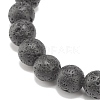 Natural Lava Rock Round Beaded Stretch Bracelet with Alloy Pineapple BJEW-JB08299-5