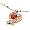 Heart Light Gold Brass Micro Pave Cubic Zirconia Pendant Necklaces NJEW-E105-09KCG-02-1