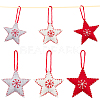 CRASPIRE 6Pcs 3 Colors Star with Snowflake Felt Fabric Pendant Decoration HJEW-CP0001-09-1