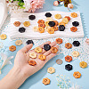 90Pcs 6 Colors 2-Hole Wood Flower Buttons BUTT-TA0001-40D-6