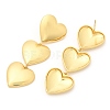 Rack Plating Brass Triple Heart Dangle Stud Earrings EJEW-A103-11G-2