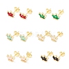 Brass Micro Pave Cubic Zirconia Stud Earring EJEW-C021-02G-1