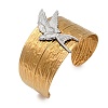 Textured 304 Stainless Steel Cuff Bangles for Women BJEW-C158-01B-GP-2