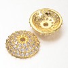 Apetalous Half Round/Dome Brass Micro Pave Cubic Zirconia Bead Caps ZIRC-D063-G-1