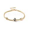 Enamel Evil Eye Round Beaded Bracelet with Brass Round Snake Chains for Women BJEW-G654-01G-1