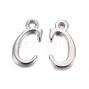 Platinum Plated Alloy Letter Pendants PALLOY-J718-01P-C-1