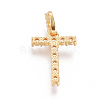 Golden Plated Brass Micro Pave Clear Cubic Zirconia Pendants ZIRC-L093-01T-2