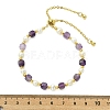 Adjustable Natural Amethyst & Cultured Freshwater Pearl Beads Slider Bracelets for Women BJEW-JB13609-02-2