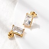 304 Stainless Steel Rhinestone Rectangle Stud Earrings EJEW-K268-51G-3