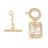 Brass Micro Pave Clear Cubic Zirconia Toggle Clasps KK-N254-87G-2