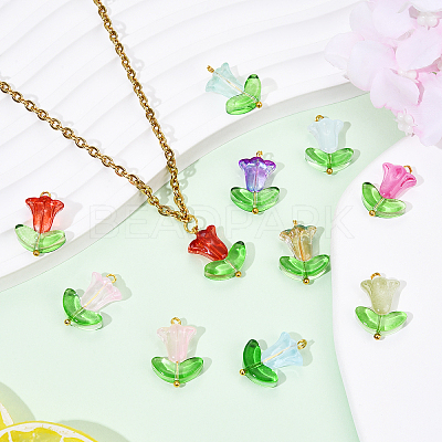 10Pcs Glass Pendants PALLOY-YW00040-01-1