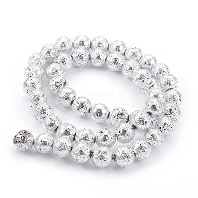 Electroplated Natural Lava Rock Bead Strands G-E511-01G-6mm-1