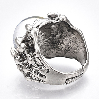Adjustable Alloy Glass Finger Rings RJEW-T006-02A-1
