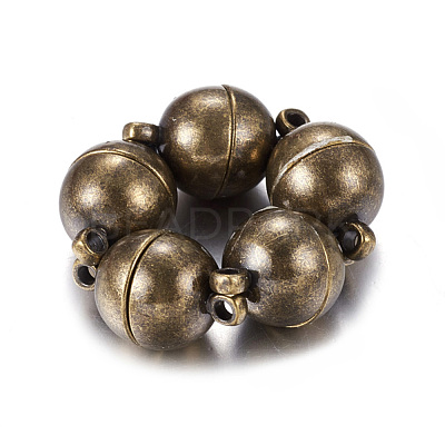 Brass Magnetic Clasps with Loops X-PALLOY-MC043-3AB-1
