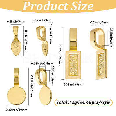120Pcs 3 Styles Alloy Glue On Flat Pad Pendant Bails FIND-SP0005-11-1