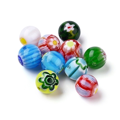 Handmade Millefiori Glass Round Beads X-LAMP-J038-10mm-M-1