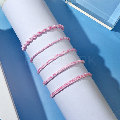 5Pcs 5 Style Nylon Thread Woven Braided Bracelets Set BJEW-SW00051-1