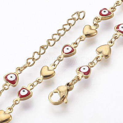 Ion Plating(IP) 304 Stainless Steel Link Chain Bracelets BJEW-P236-30G-01-1