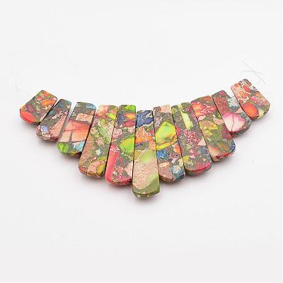 Assembled Gold Line and Imperial Jasper Beads Strands G-P298-K04-1