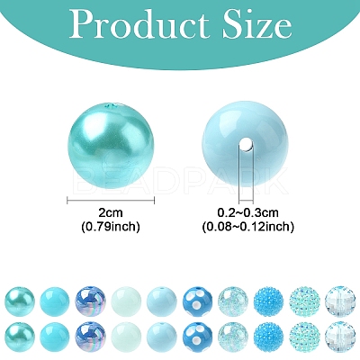50Pcs 10 Styles Acrylic & Resin Round Beads Sets DIY-YW0012-03A-1